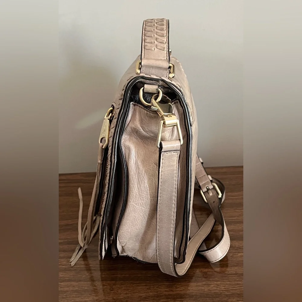 Rebecca Minkoff Distressed Leather, 'Vanity Saddle' in Mushroom, Crossbody Bag - Picture 4 of 14